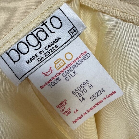 VTG Bogato Butter Yellow Sandwashed Silk Straight Skirt. Size 14 (33 waist) - Picture 5 of 5
